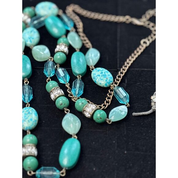 Multi-Layered Beaded Jewelry Set With Necklaces (napier too) Earrings & Turquois - Picture 2 of 16